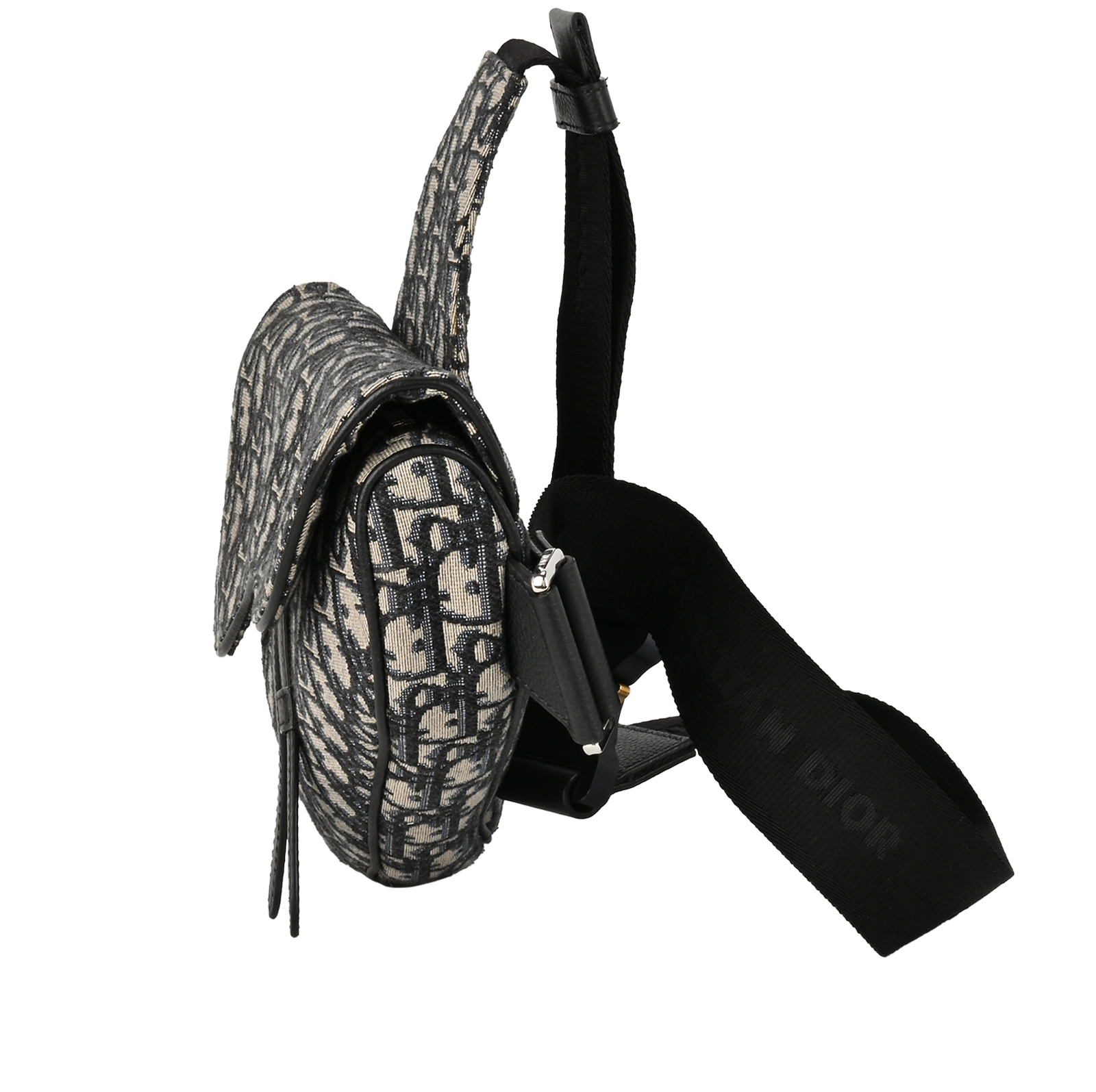 Saddle Bag, &pound;1,100, Handbags, Navy, Canvas, Bottom view